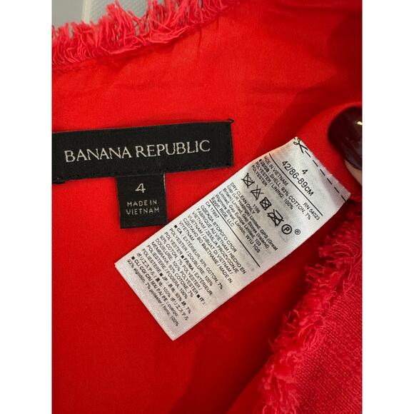Banana Republic Red  Orange Fringe Dress Womens 4 Sleeveless Pockets - Picture 3 of 3